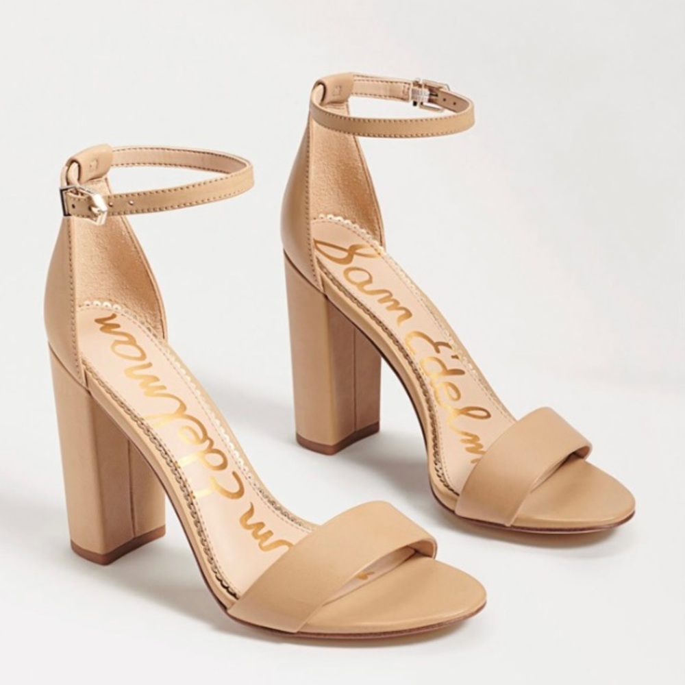 Sam Edelman Soft Tan Leather Block Heels